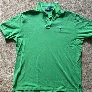 Mens Green Polo Cotton Knit Shirt